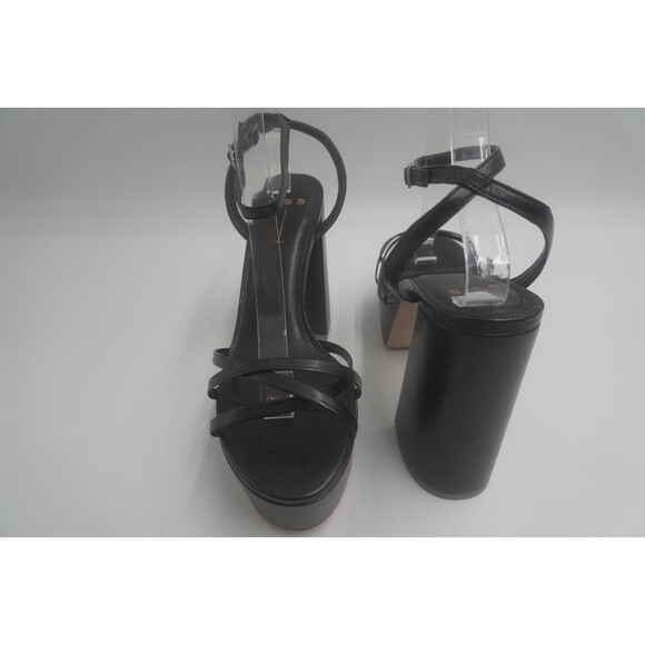Black Suede Studio Strappy Sandals Block Chunky Platform Heels Size 11. New - Picture 5 of 10